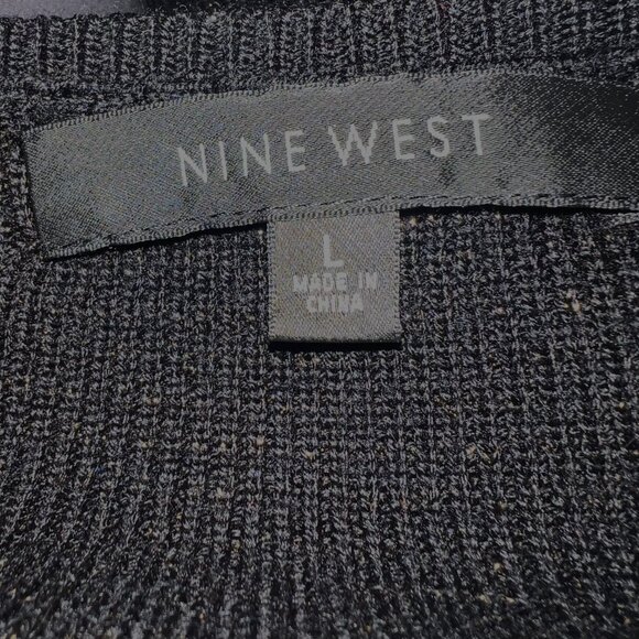 Nine West Bolero Bell Sleeves Crop Jacket/Cardigan Sweater-Black/Copper-Large - Picture 14 of 16